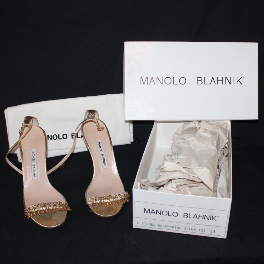 Manolo Blahnik Gold Strappy Sandals READ DESCRIPTION